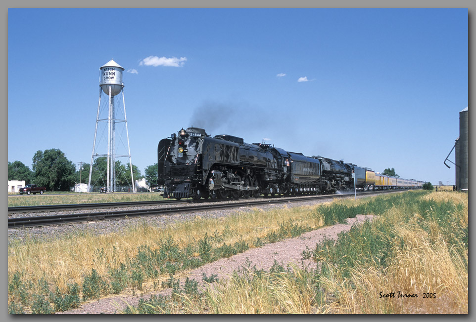 Photo: Union Pacific #844 & Challenger #3985 doublehead at Nunn, CO