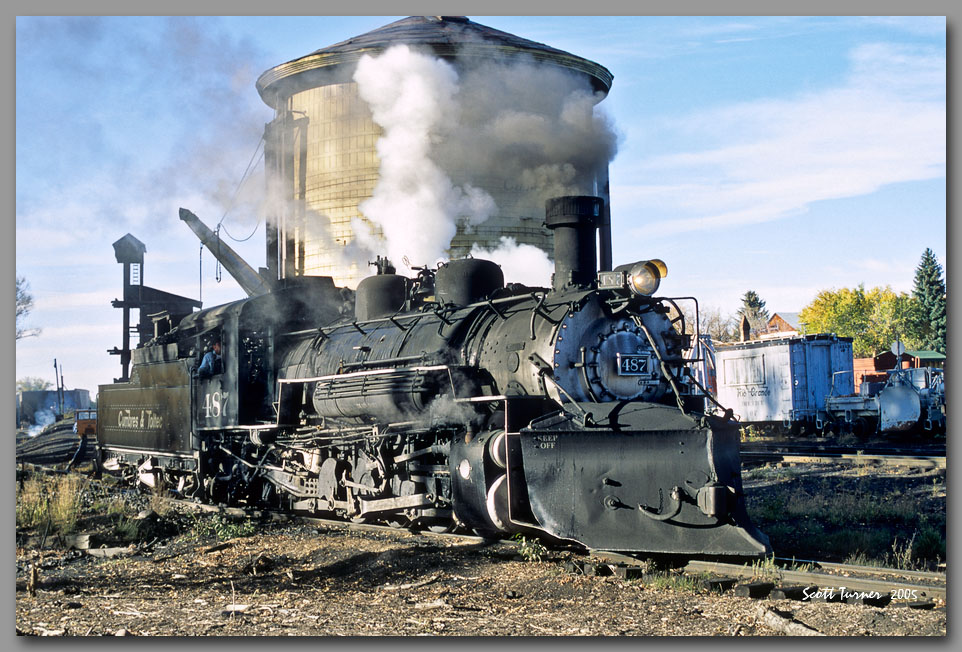 Photo: Cumbres Toltec #487 at the Chama, NM water tank