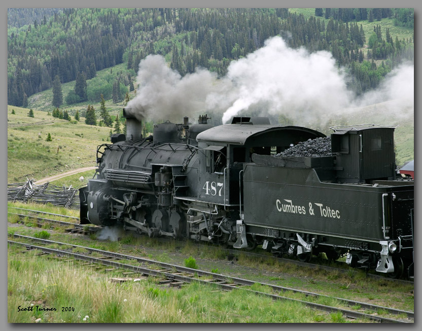 Photo: Cumbres & Toltec #487 departs Osier, CO