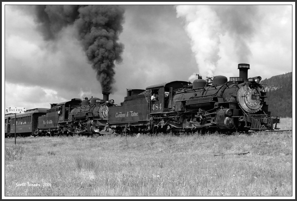 Photo: Cumbres & Toltec #484 & #489 doublehead at Dalton, NM