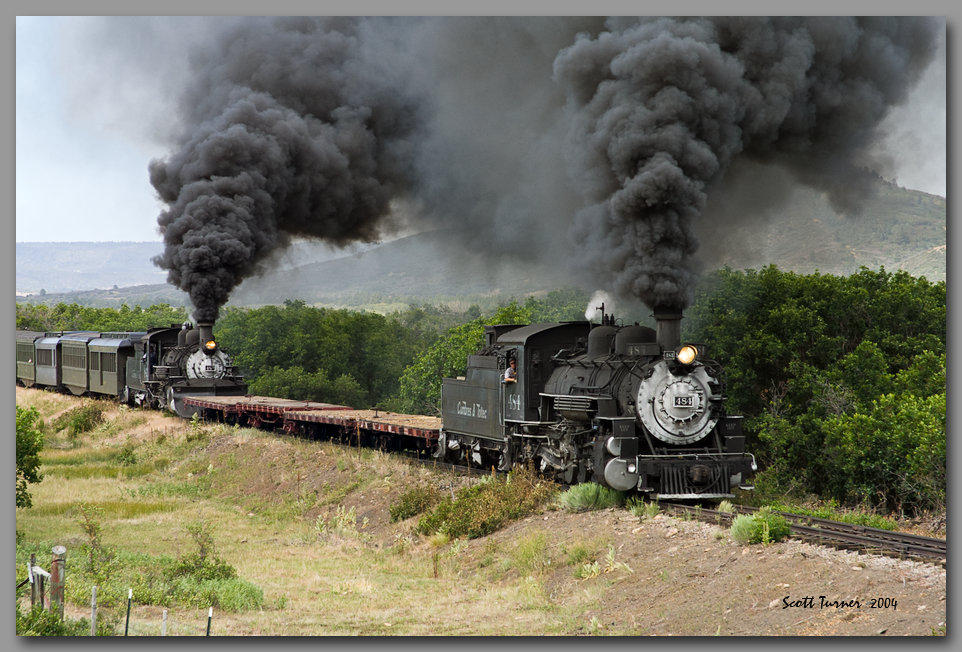 Photo: Cumbres & Toltec #484 & #487 enter The Narrows