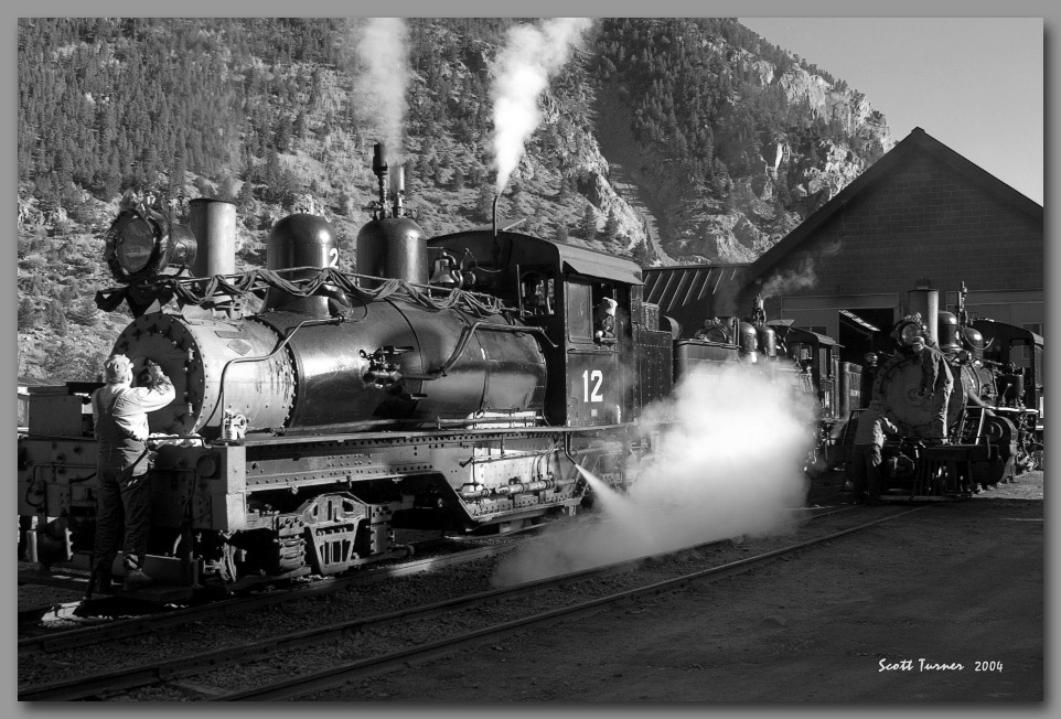 Photo: Georgetown Loop motive power being readied at Silver Plume, CO