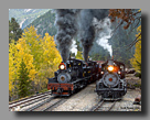 Photo: Georgetown Loop Shays 12 and 14 doublehead past Consolidation 40 at Hall Tunnel siding