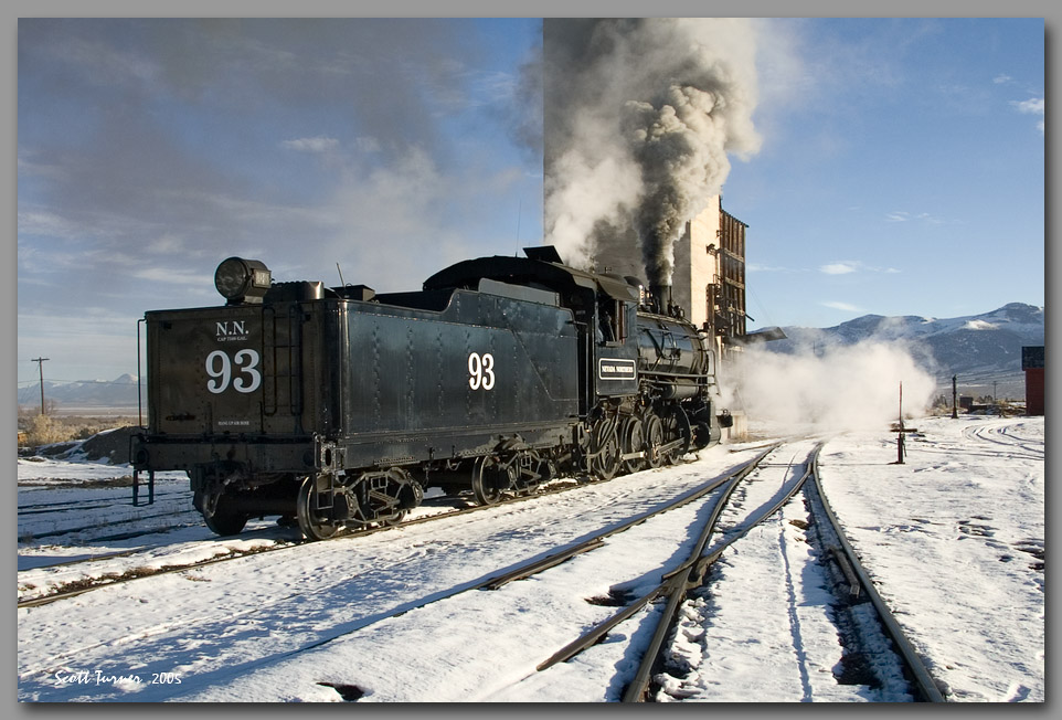 Photo: Nevada Northern #93 near coal tipple - East Ely, NV